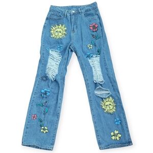 Colorful 70s Inspired Bohemian Jeans